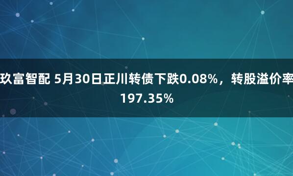 玖富智配 5月30日正川转债下跌0.08%,转股溢价率197.35%